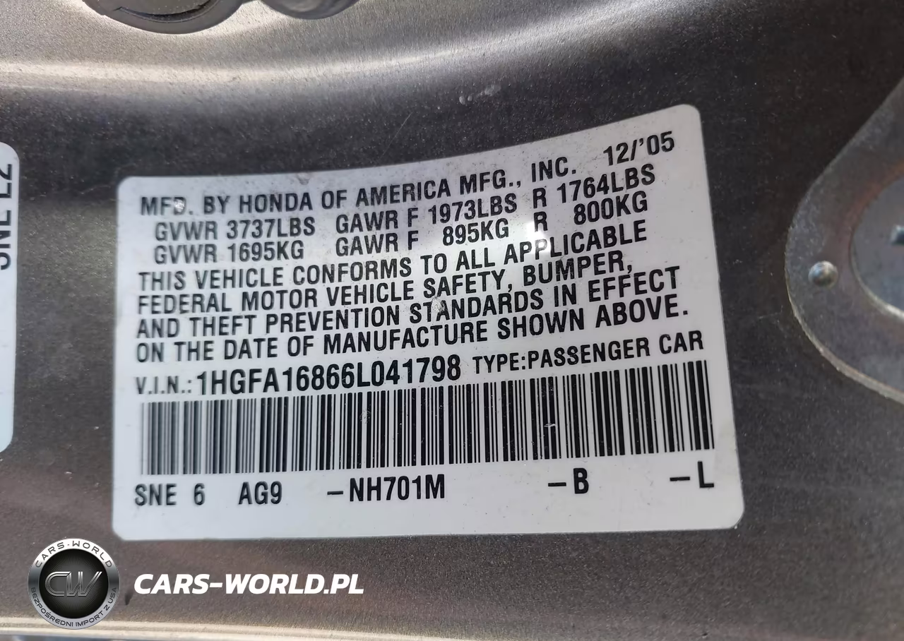 2006 Honda Civic Ex VIN:1HGFA16866L041798 - 9