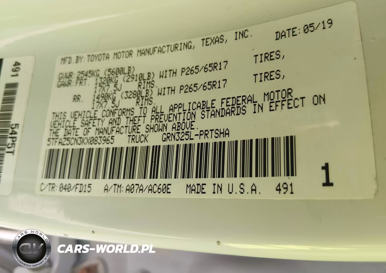 2019 Toyota Tacoma Trd Sport VIN:5TFAZ5CN3KX083965 - 9