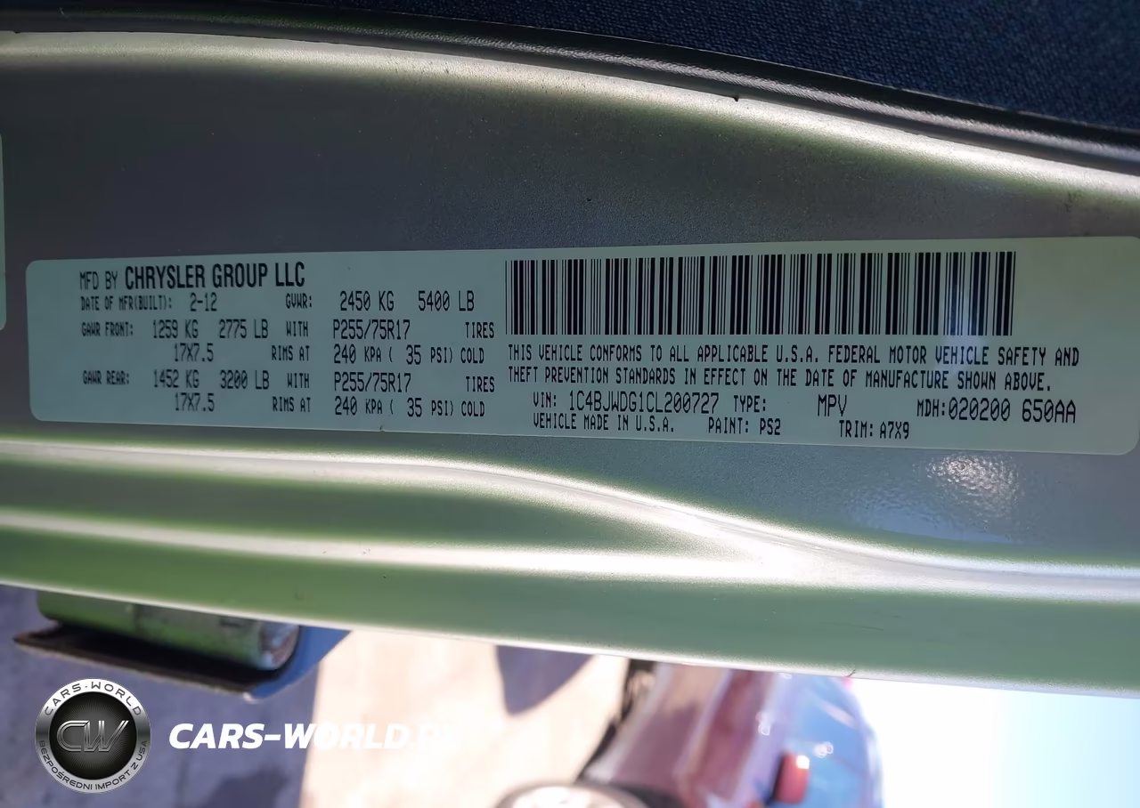 2012 Jeep Wrangler Unlimited Sport VIN:1C4BJWDG1CL200727 - 9