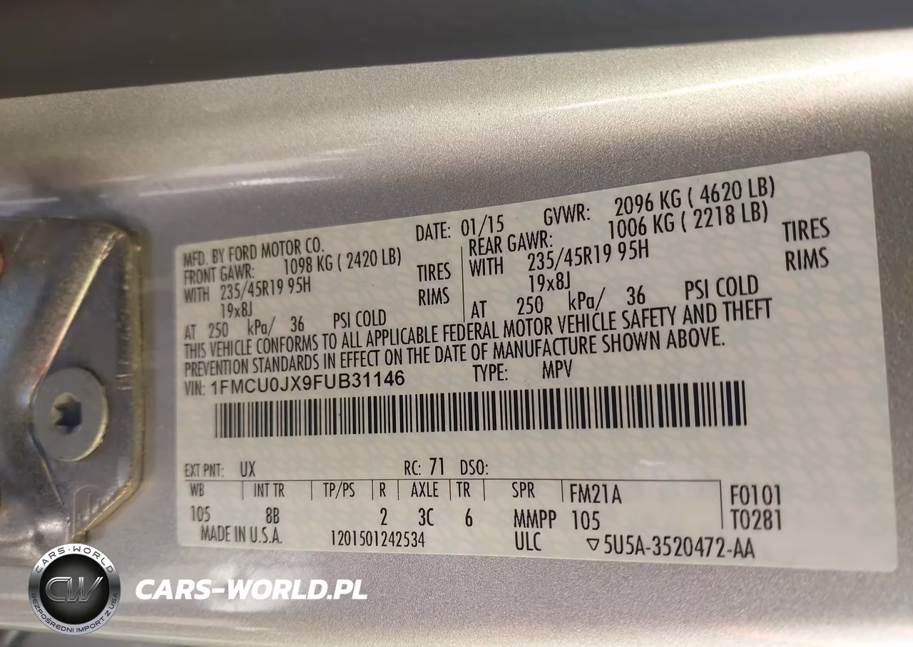 2015 Ford Escape Titanium VIN:1FMCU0JX9FUB31146 - 9