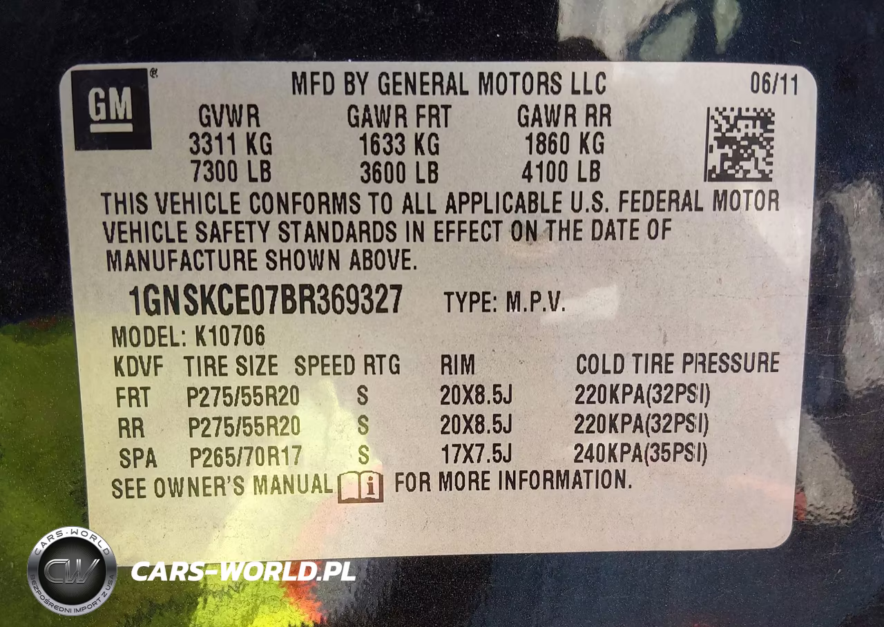 2011 Chevrolet Tahoe Ltz VIN:1GNSKCE07BR369327 - 9