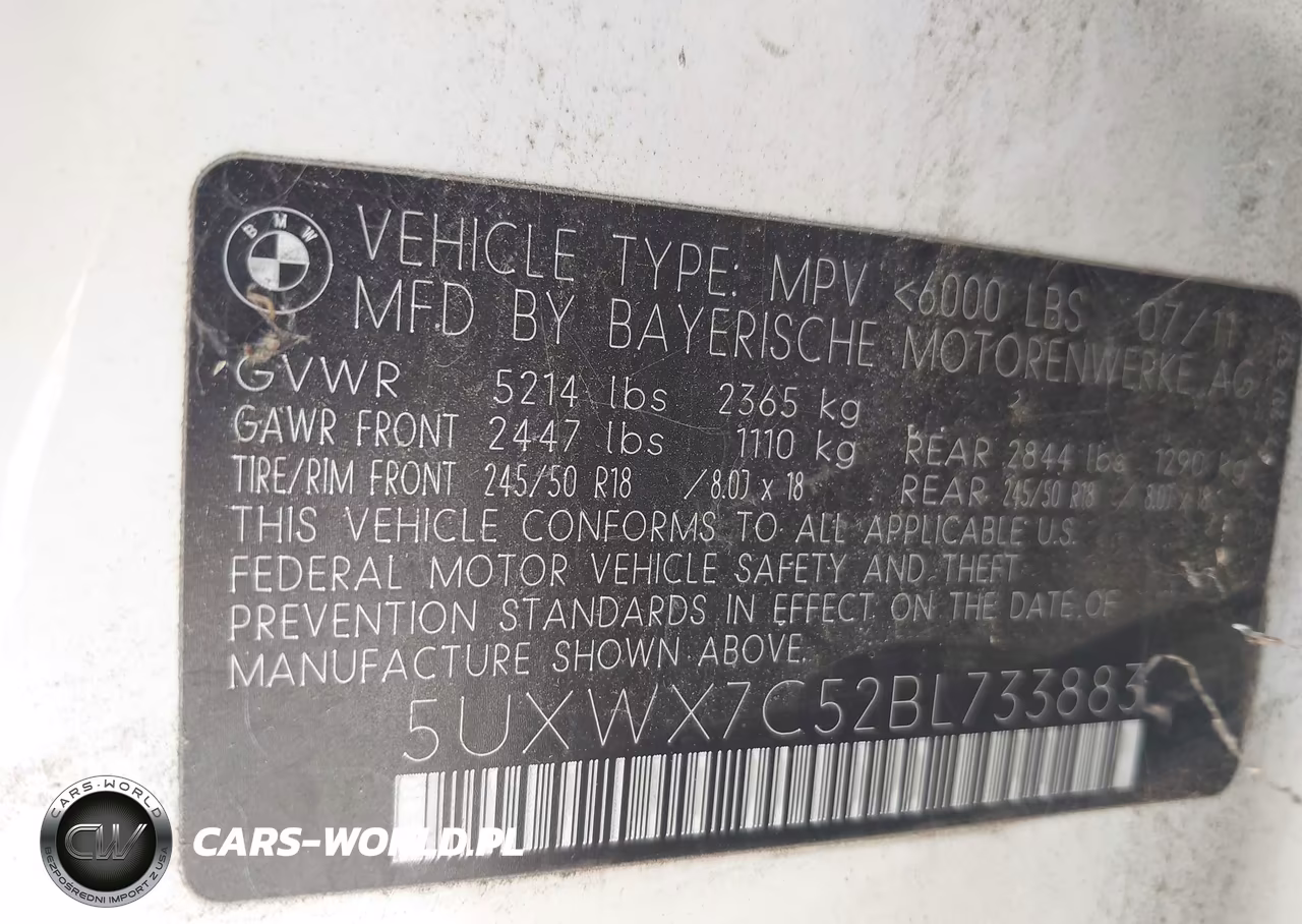 2011 BMW X3 xDrive35I VIN:5UXWX7C52BL733883 - 9