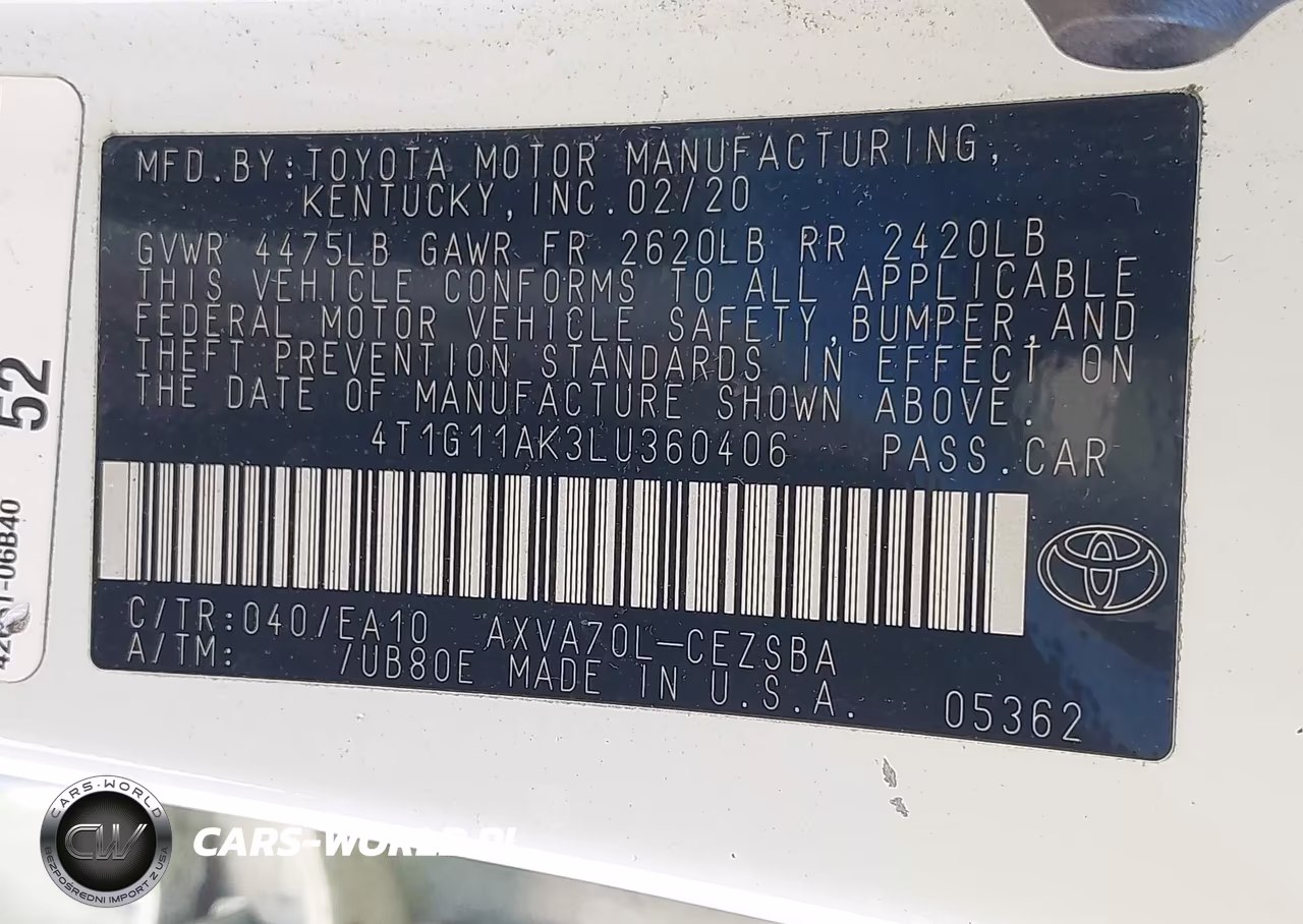 2020 Toyota Camry Se VIN:4T1G11AK3LU360406 - 9