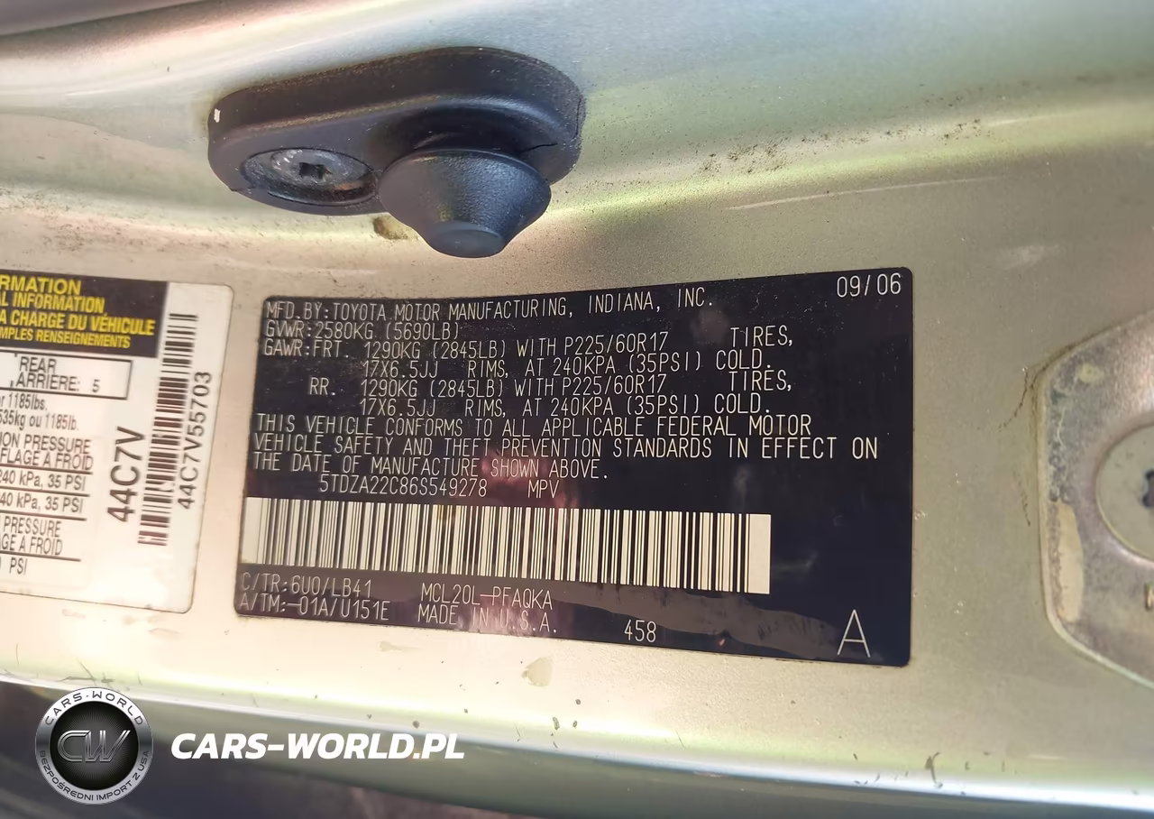2006 Toyota Sienna Xle Limited VIN:5TDZA22C86S549278 - 9