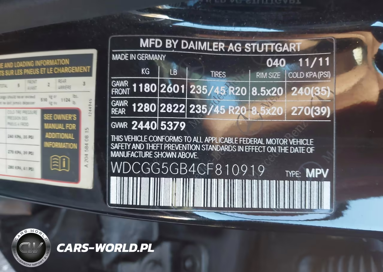 2012 Mercedes-Benz Glk 350 VIN:WDCGG5GB4CF810919 - 9