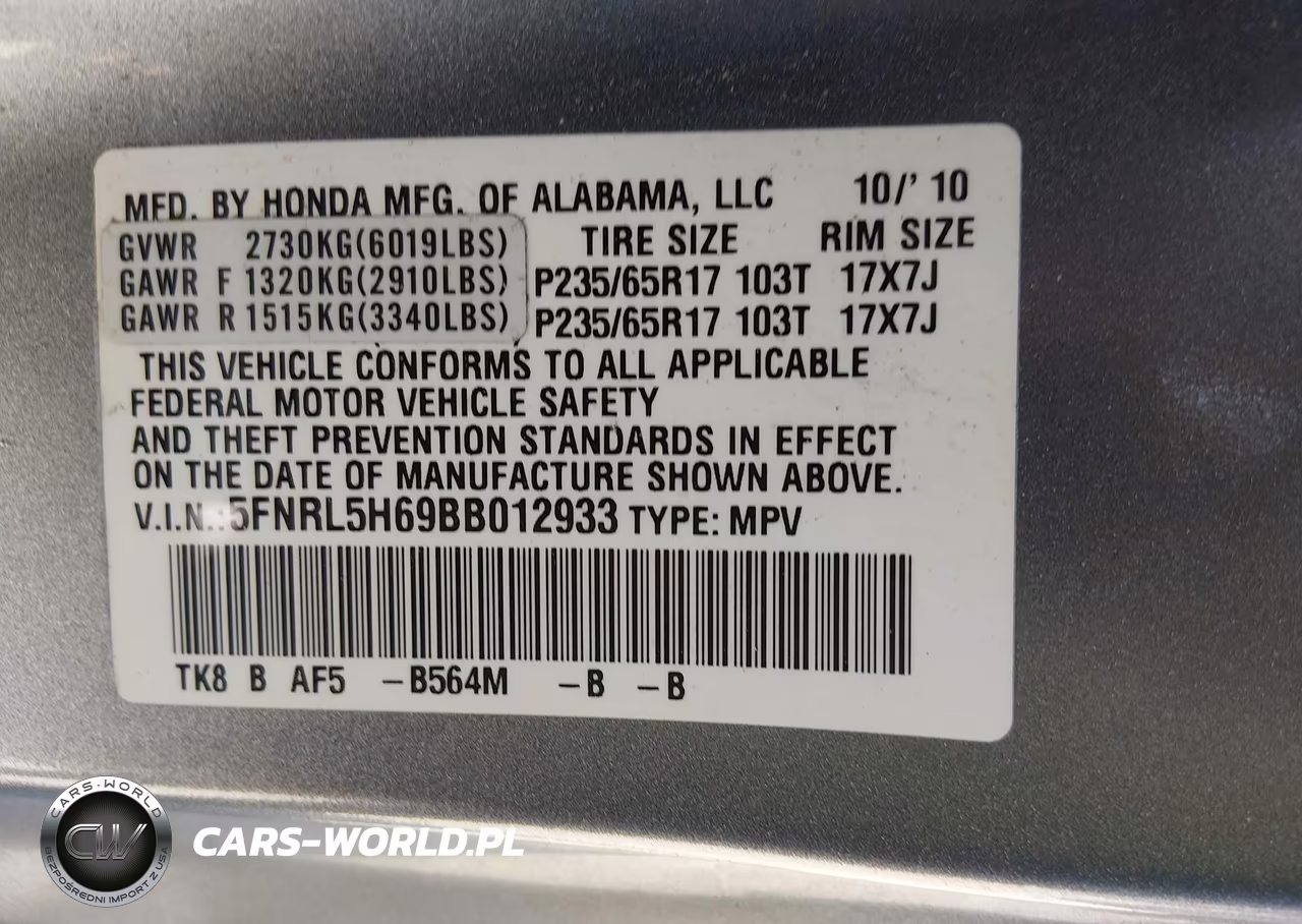 2011 Honda Odyssey Ex-L VIN:5FNRL5H69BB012933 - 9