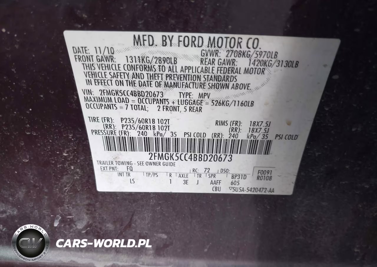 2011 Ford Flex Sel VIN:2FMGK5CC4BBD20673 - 9