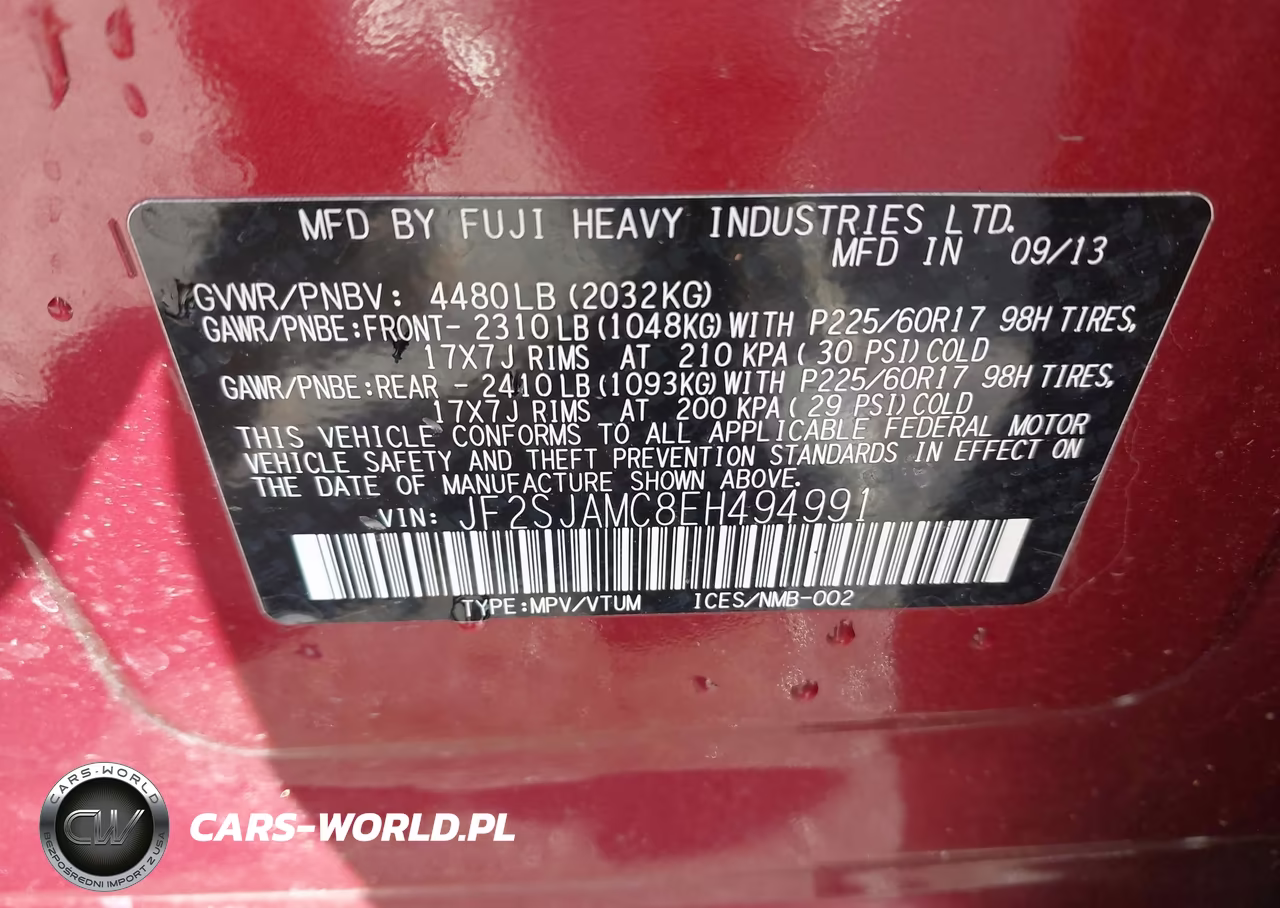 2014 Subaru Forester 2.5I Touring VIN:JF2SJAMC8EH494991 - 9