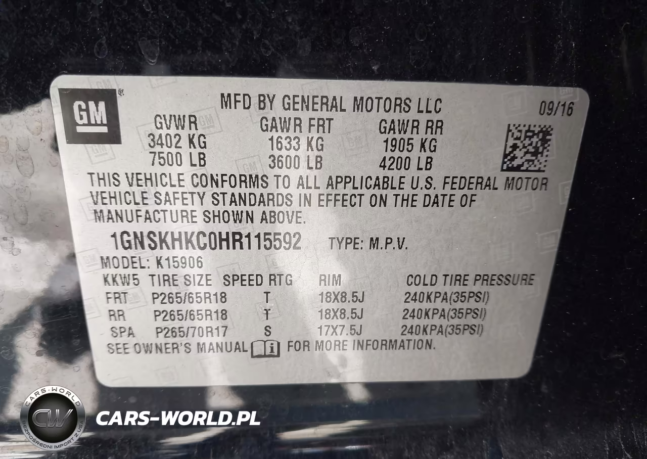 2017 Chevrolet Suburban Lt VIN:1GNSKHKC0HR115592 - 9