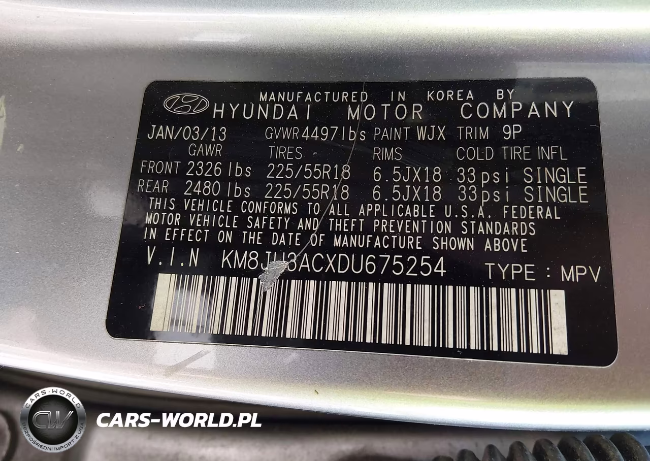 2013 Hyundai Tucson Limited VIN:KM8JU3ACXDU675254 - 9