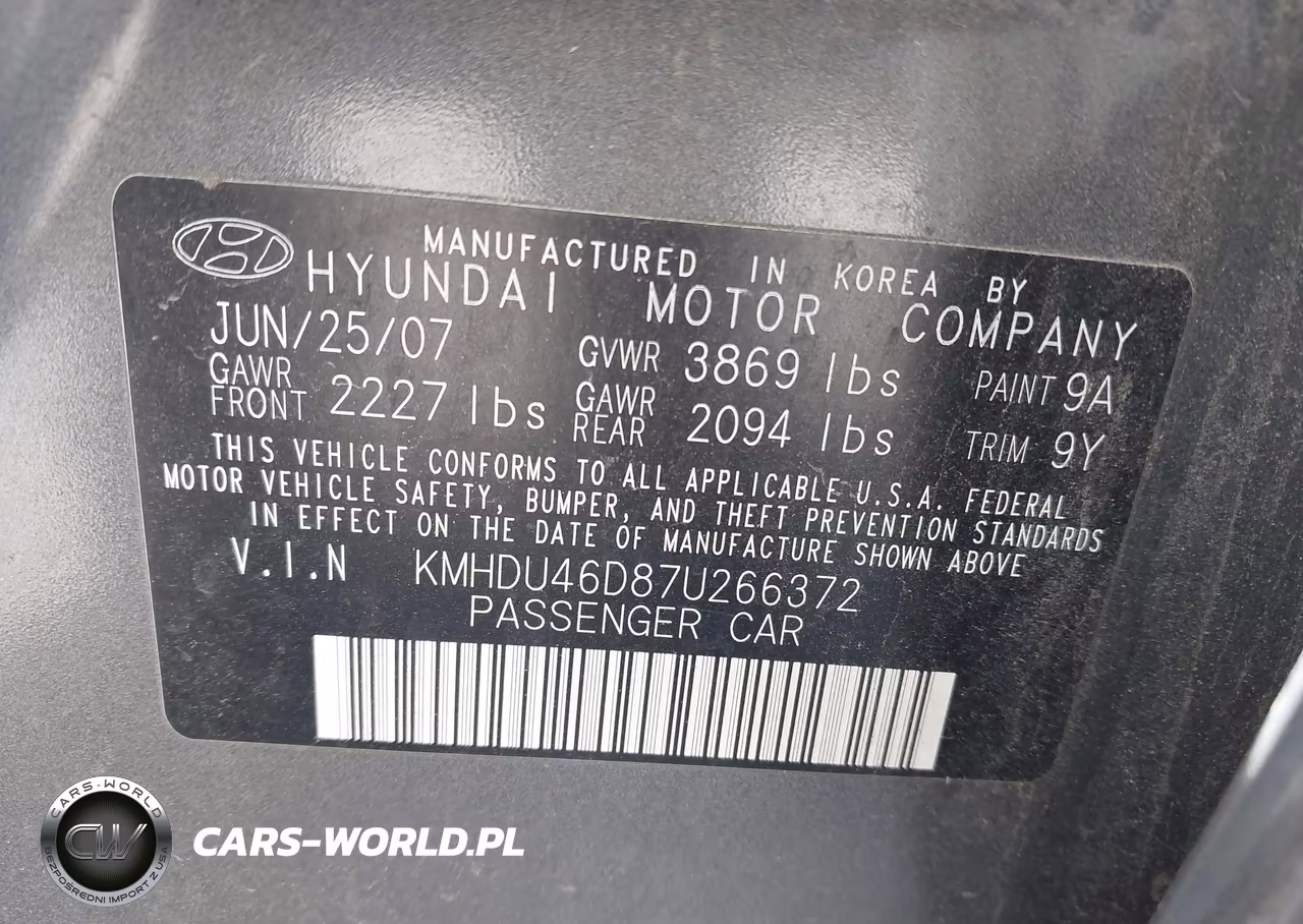 2007 Hyundai Elantra Gls-Limited-Se VIN:KMHDU46D87U266372 - 9