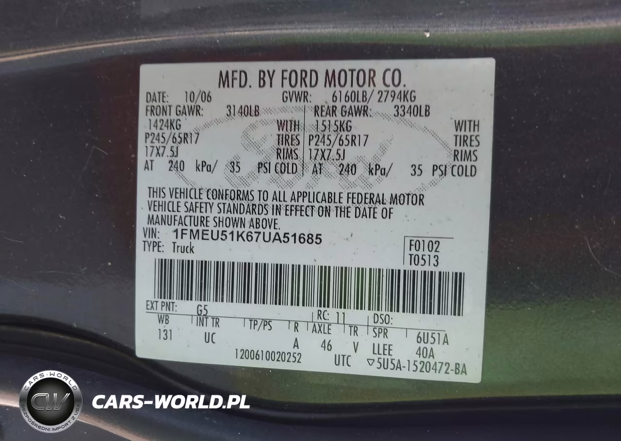2007 Ford Explorer Sport Trac Xlt VIN:1FMEU51K67UA51685 - 9