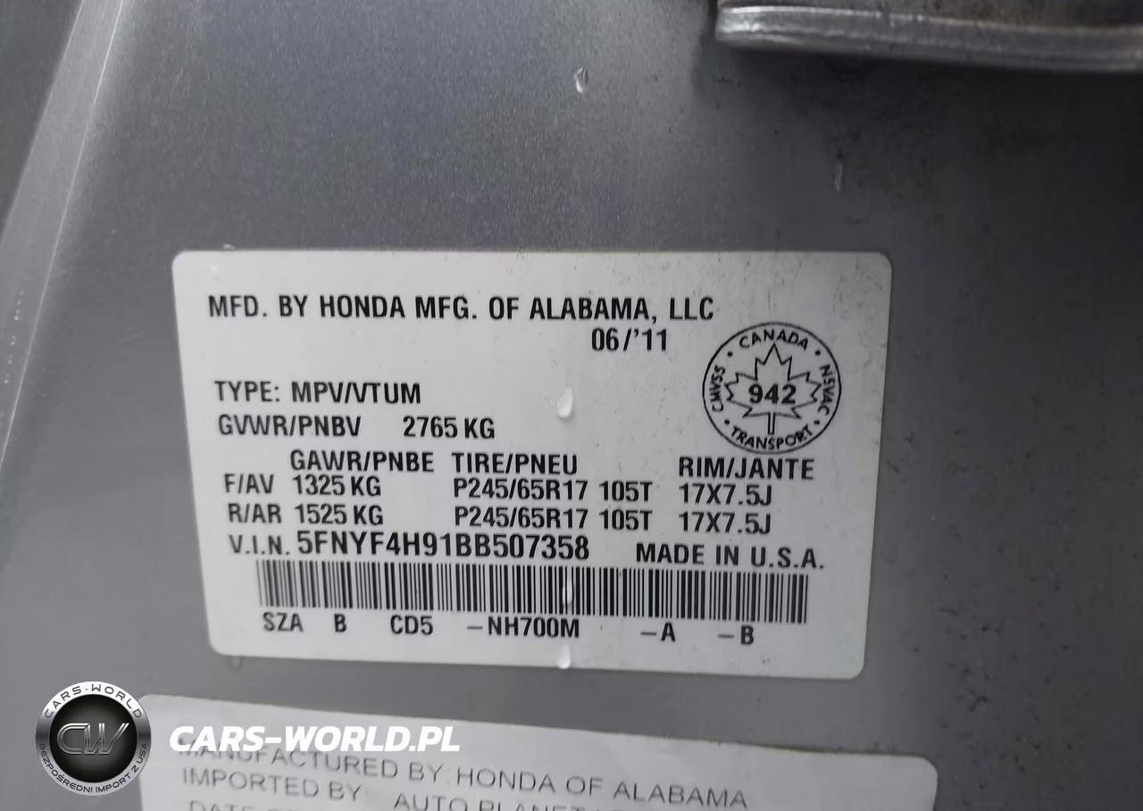 2011 Honda Pilot Touring VIN:5FNYF4H91BB507358 - 9