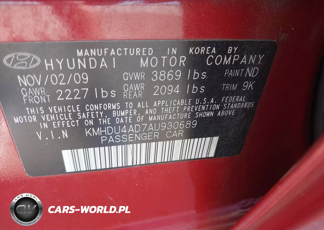 2010 Hyundai Elantra Gls VIN:KMHDU4AD7AU930689 - 9