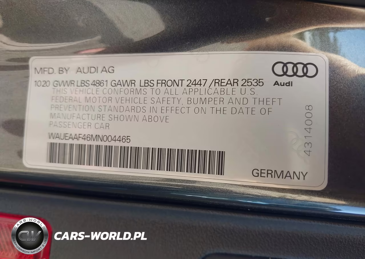 2021 Audi A4 Premium Plus 45 Tfsi S Line Quattro S Tronic VIN:WAUEAAF46MN004465 - 9