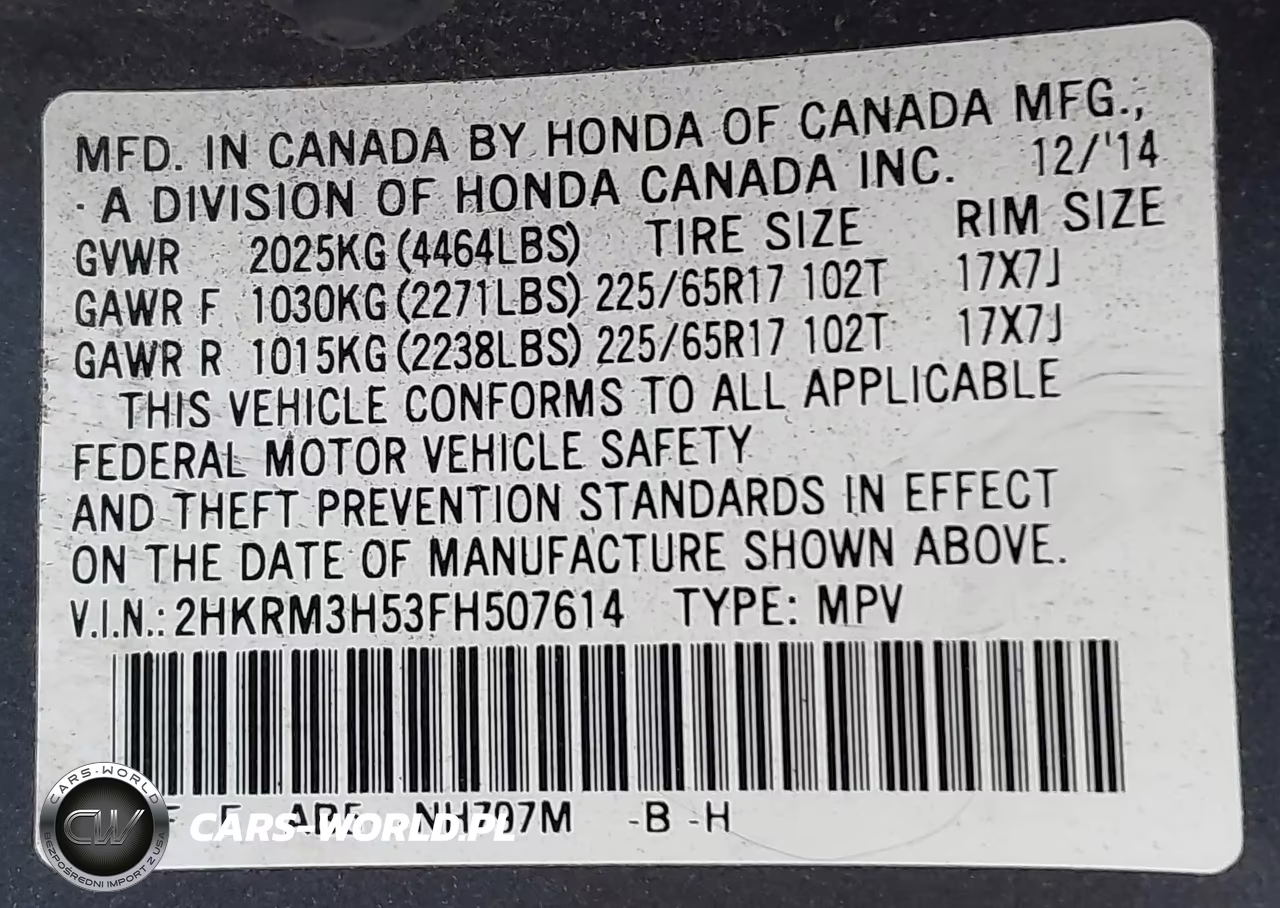 2015 Honda Cr-V Ex VIN:2HKRM3H53FH507614 - 9