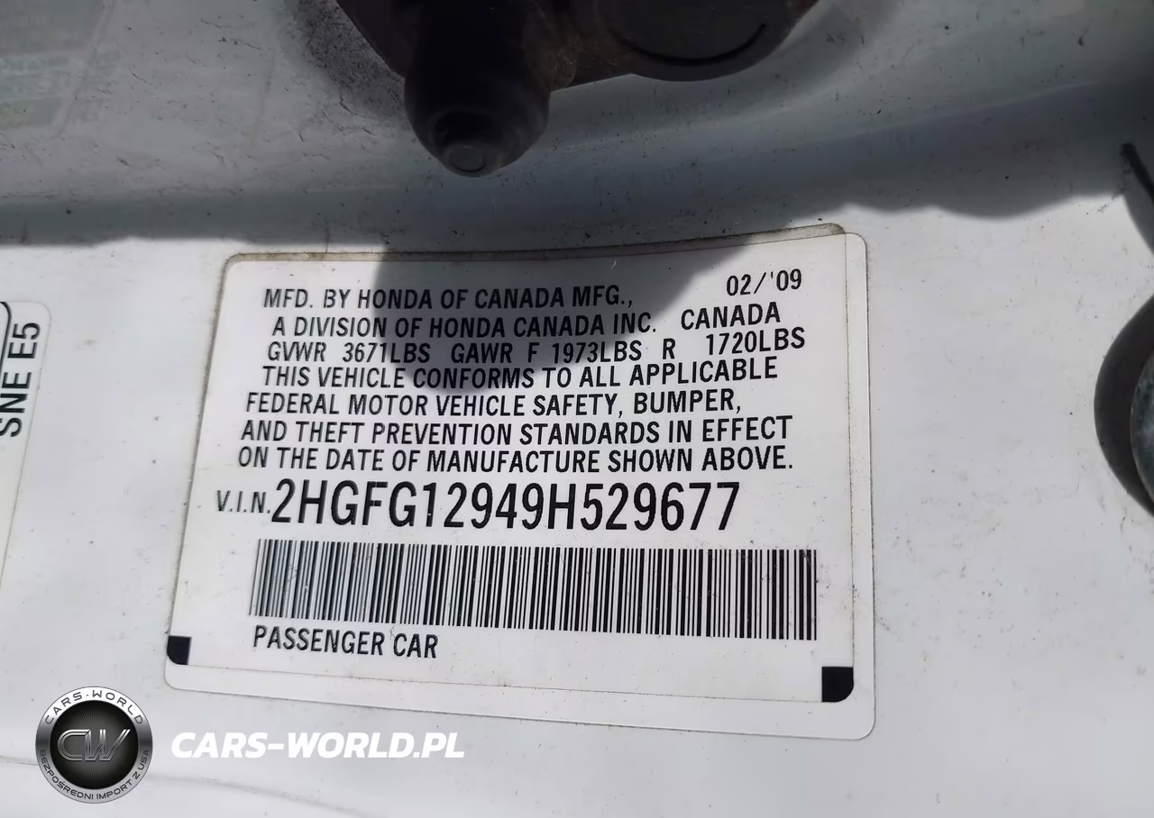 2009 Honda Civic Ex-L VIN:2HGFG12949H529677 - 9