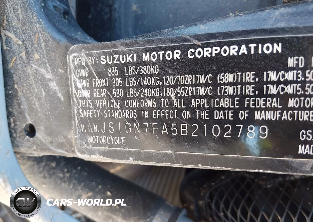 2011 Suzuki Gsx-R600 VIN:JS1GN7FA5B2102789 - 10