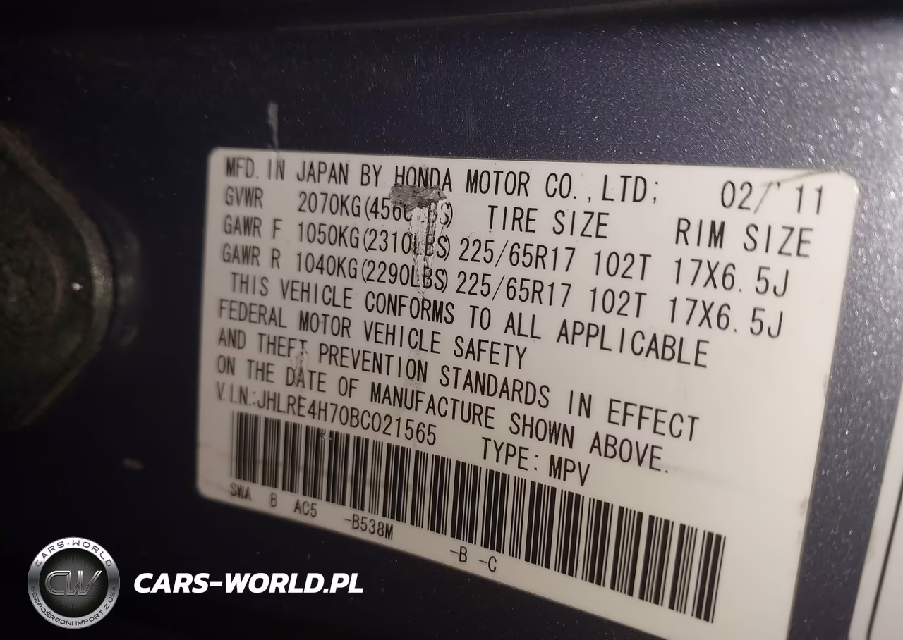 2011 Honda Cr-V Ex-L VIN:JHLRE4H70BC021565 - 9
