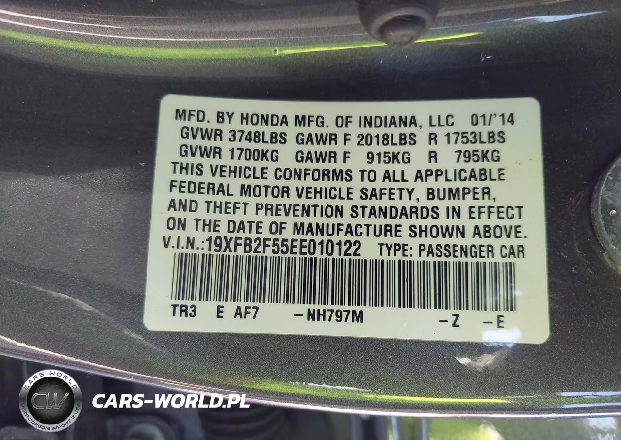 2014 Honda Civic Lx VIN:19XFB2F55EE010122 - 9