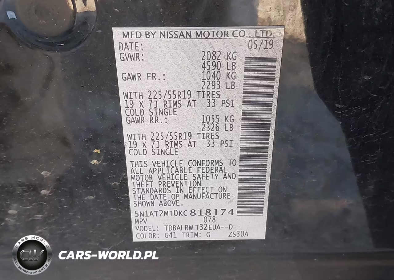 2019 Nissan Rogue Sl VIN:5N1AT2MT0KC818174 - 9