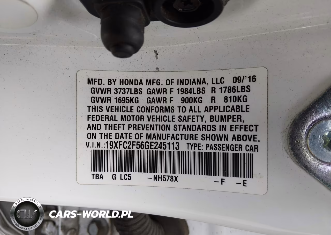 2016 Honda Civic Lx VIN:19XFC2F56GE245113 - 9