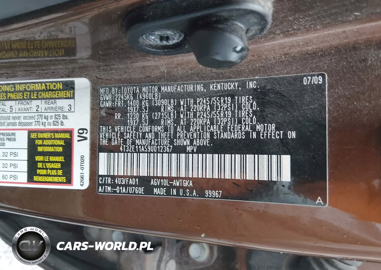 2009 Toyota Venza VIN:4T3ZE11A59U012367 - 9
