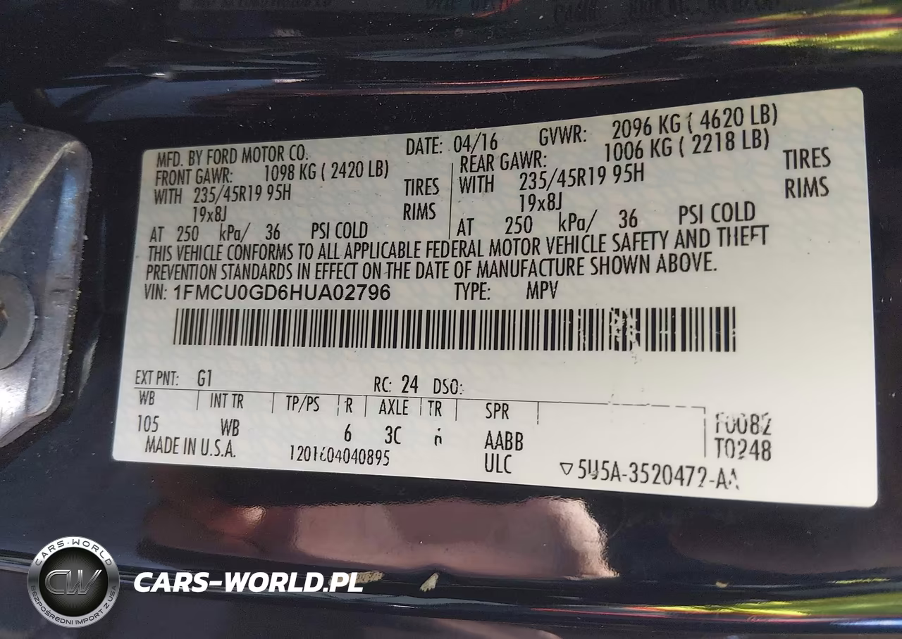 2017 Ford Escape Se VIN:1FMCU0GD6HUA02796 - 9