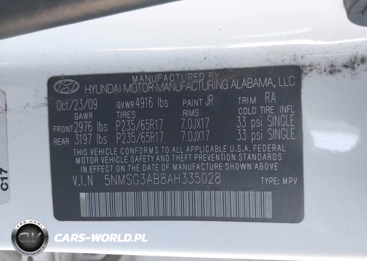 2010 Hyundai Santa Fe Gls VIN:5NMSG3AB8AH335028 - 9