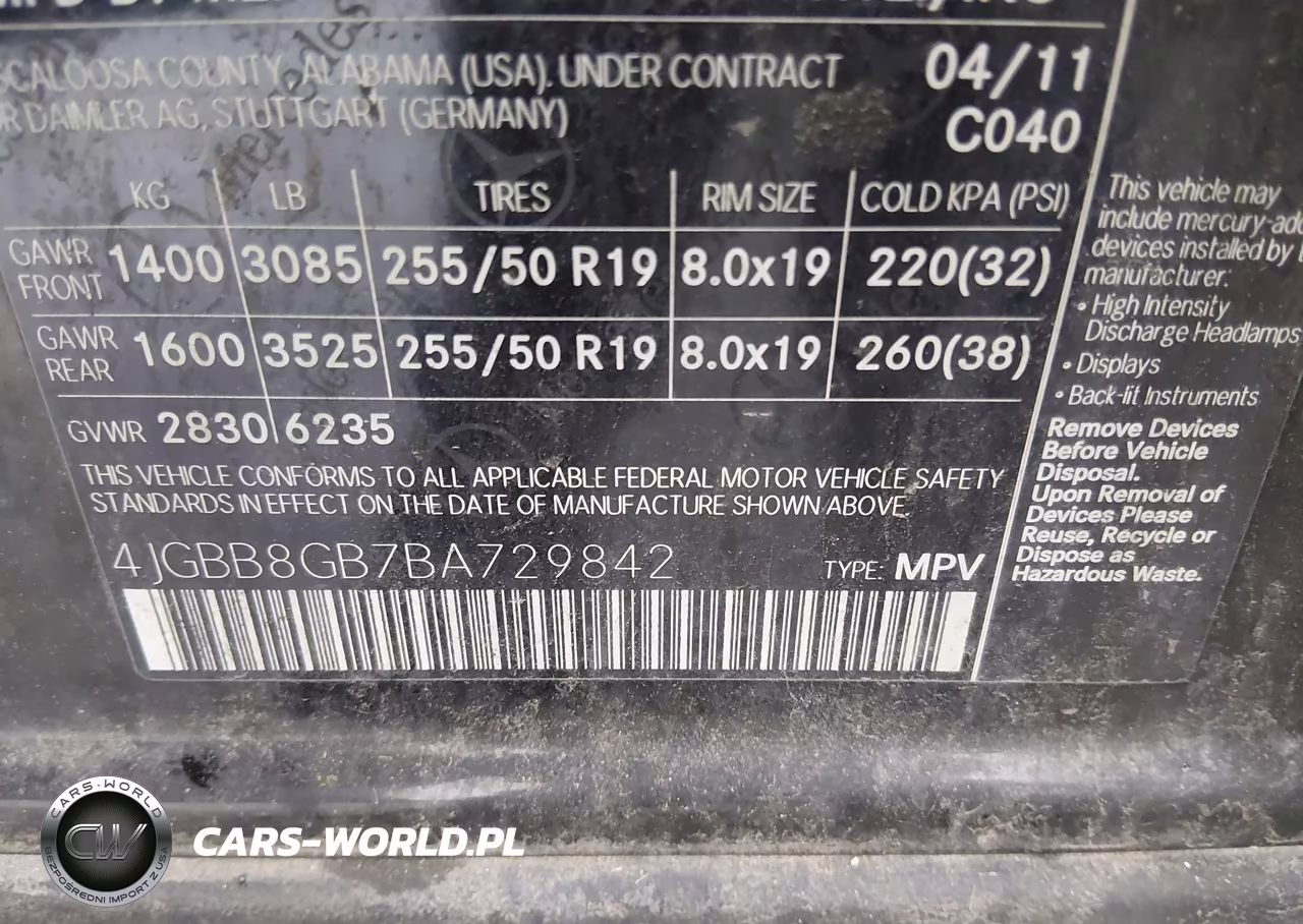 2011 Mercedes-Benz Ml 350 4Matic VIN:4JGBB8GB7BA729842 - 9