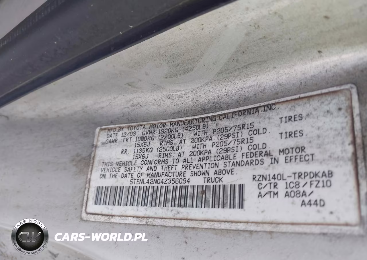 2004 Toyota Tacoma VIN:5TENL42N04Z356094 - 9