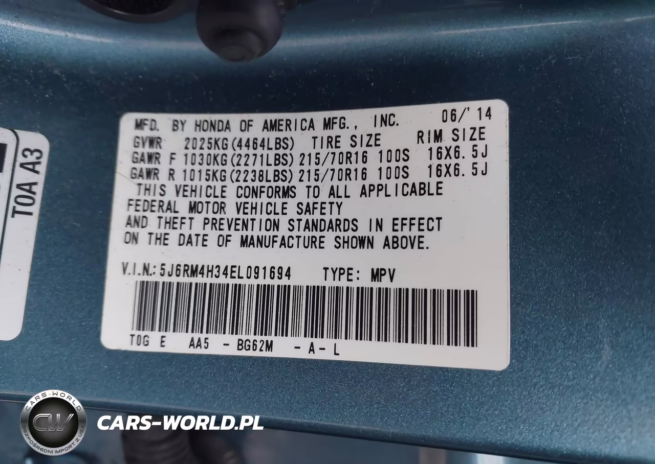 2014 Honda Cr-V Lx VIN:5J6RM4H34EL091694 - 9