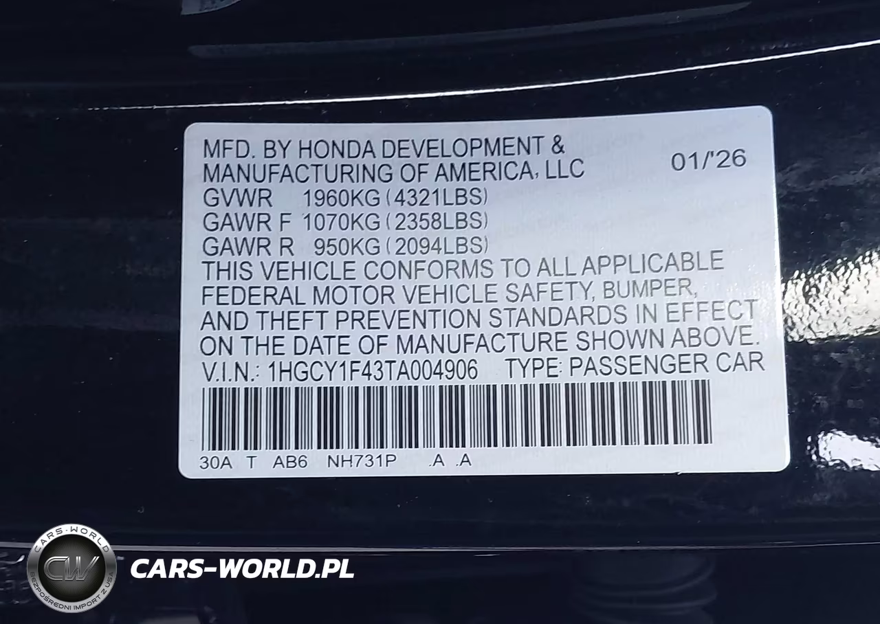 2026 Honda Accord Se VIN:1HGCY1F43TA004906 - 9