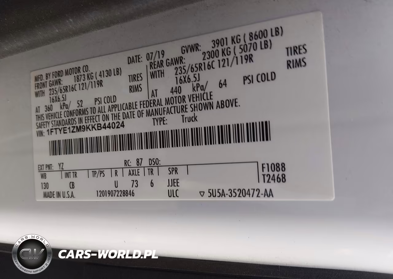 2019 Ford Transit-150 VIN:1FTYE1ZM9KKB44024 - 9