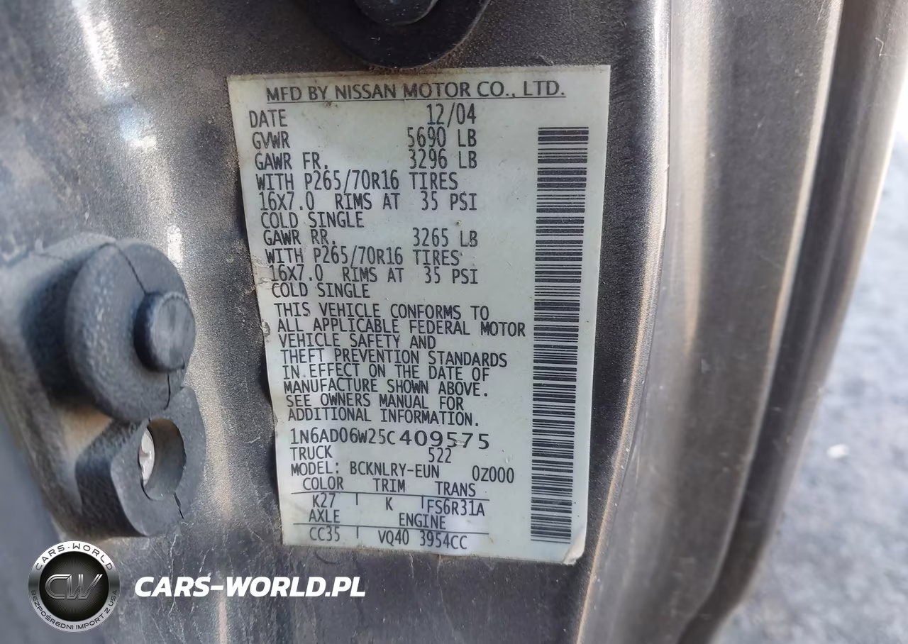 2005 Nissan Frontier Se VIN:1N6AD06W25C409575 - 9