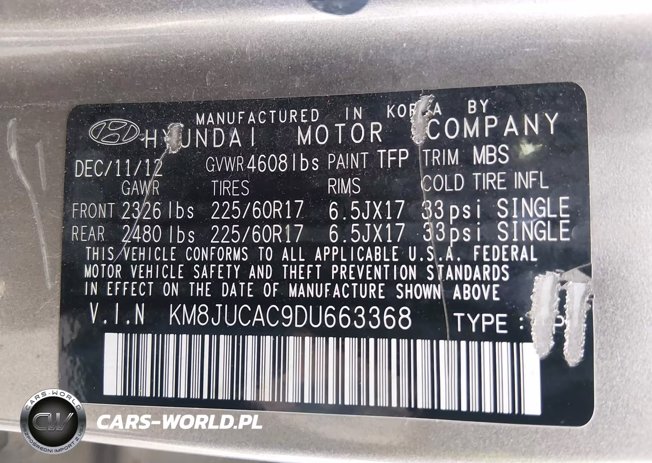 2013 Hyundai Tucson Gls VIN:KM8JUCAC9DU663368 - 9