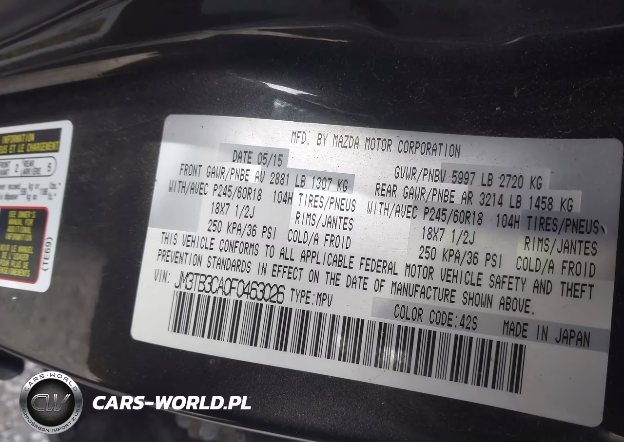 2015 Mazda Cx-9 Touring VIN:JM3TB3CA0F0463026 - 9