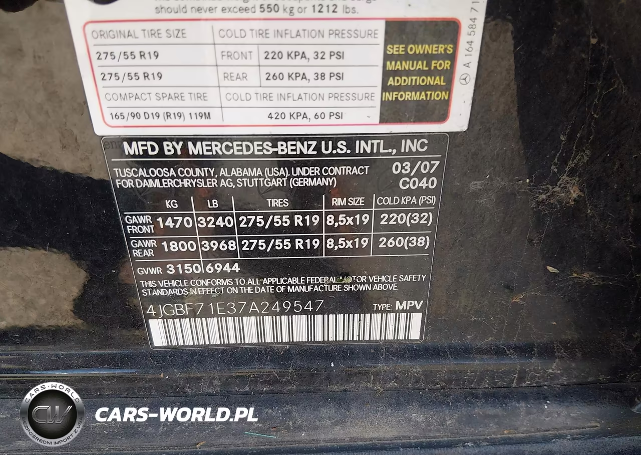 2007 Mercedes-Benz Gl 450 4Matic VIN:4JGBF71E37A249547 - 9