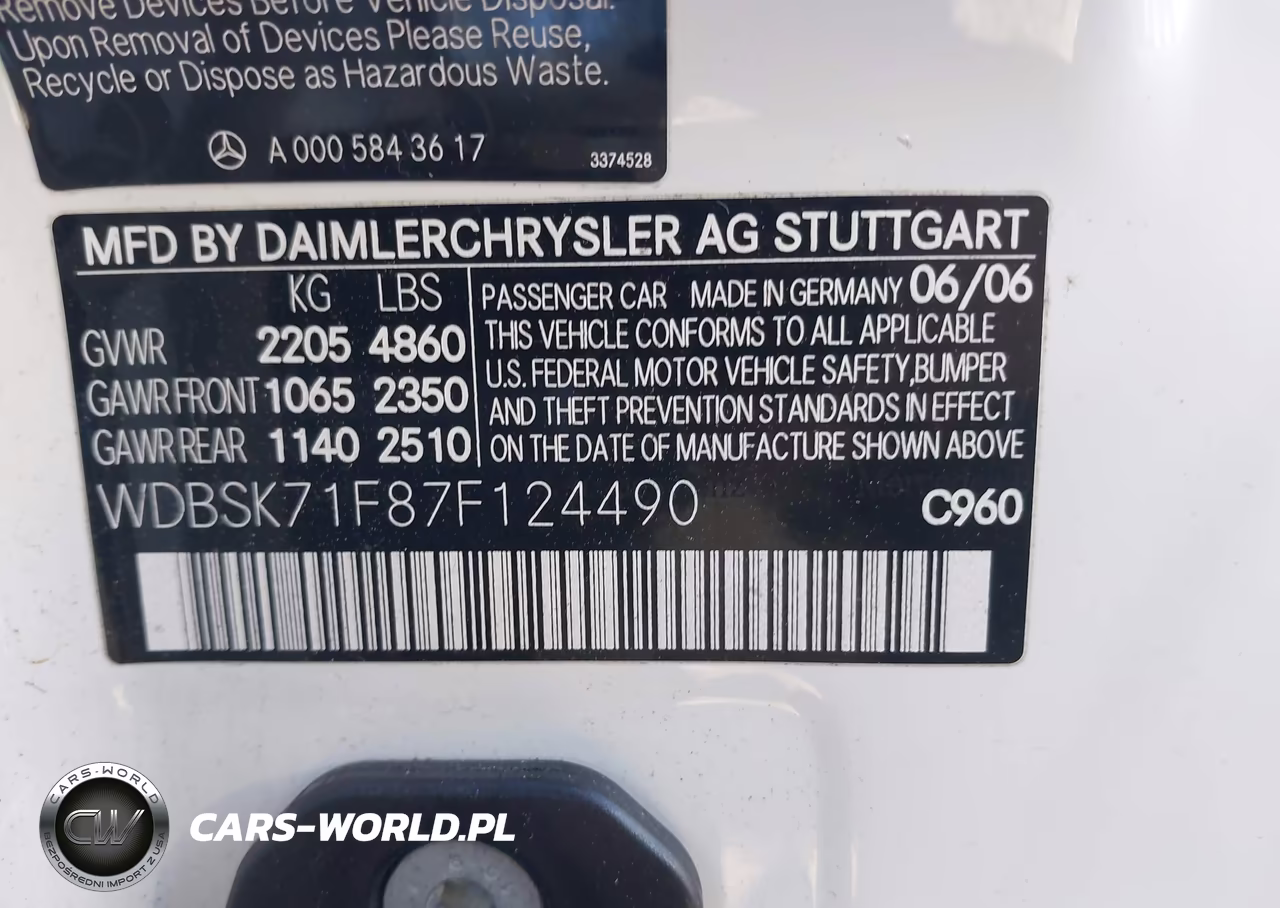 2007 Mercedes-Benz Sl 550 VIN:WDBSK71F87F124490 - 9