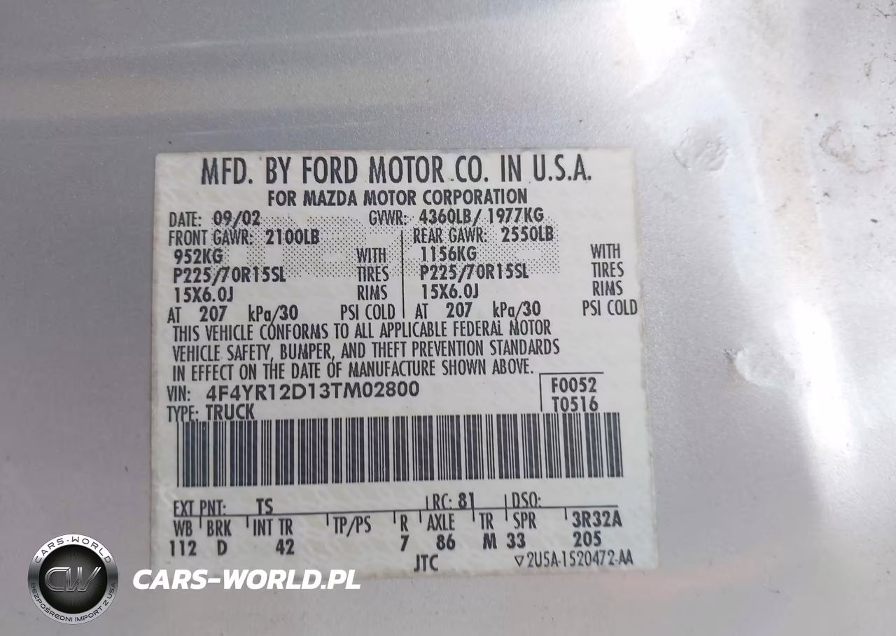 2003 Mazda B2300 VIN:4F4YR12D13TM02800 - 9