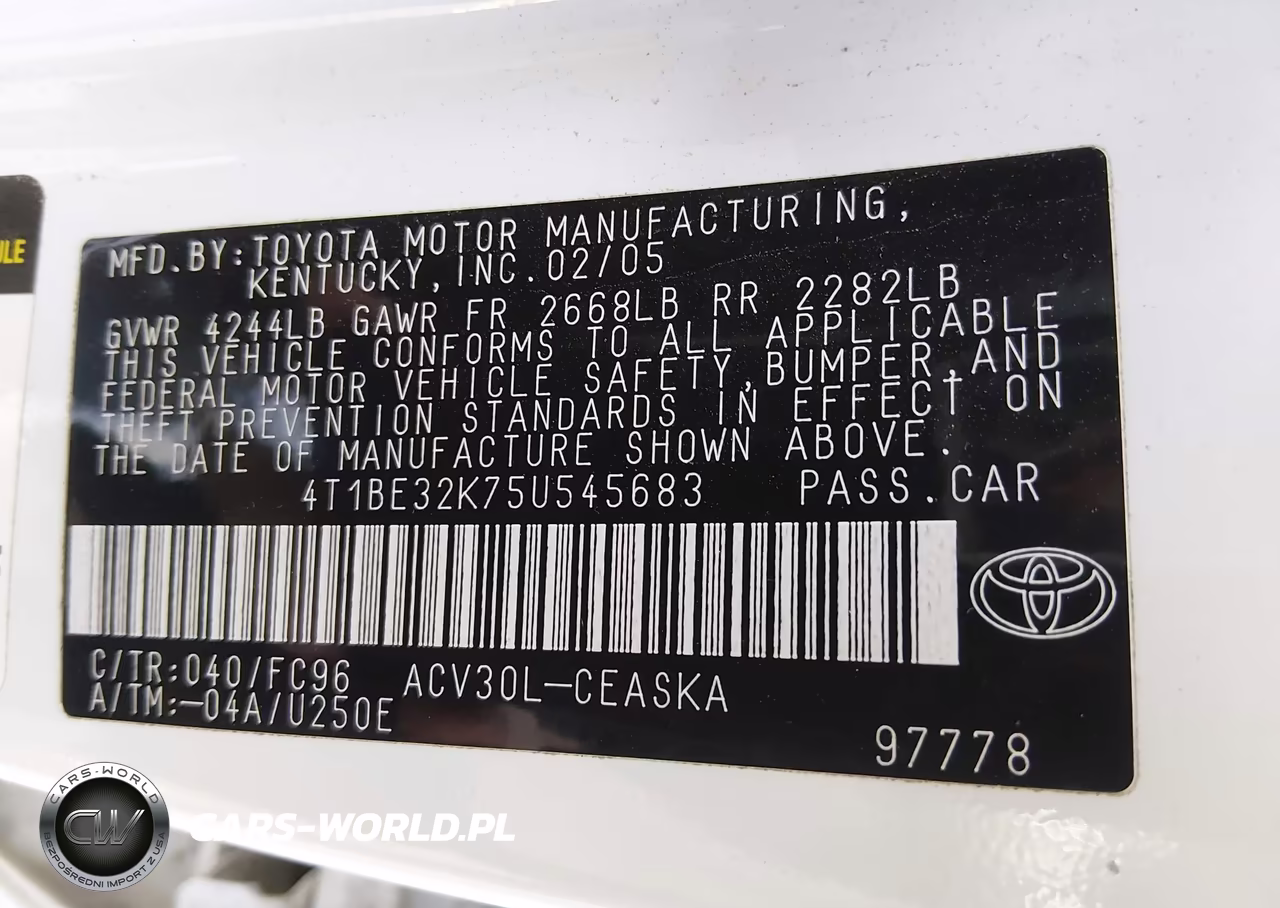 2005 Toyota Camry Se VIN:4T1BE32K75U545683 - 9