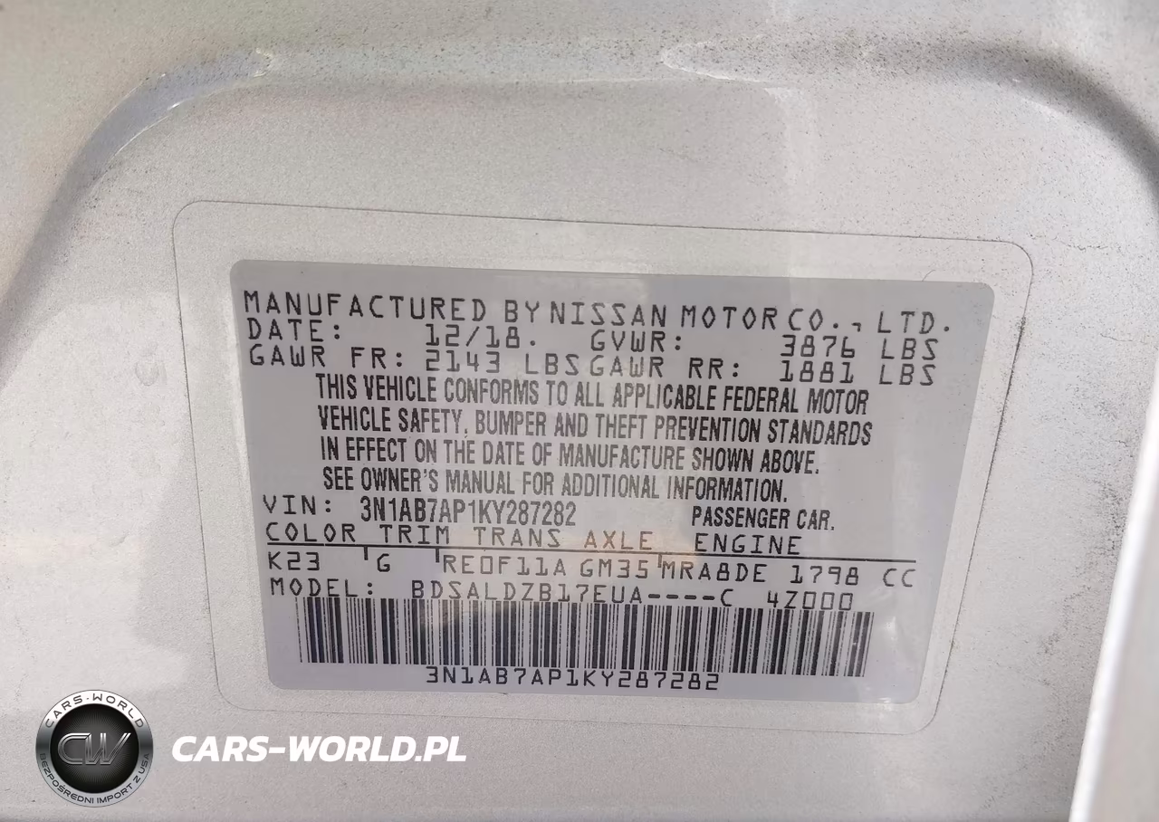 2019 Nissan Sentra Sv VIN:3N1AB7AP1KY287282 - 9