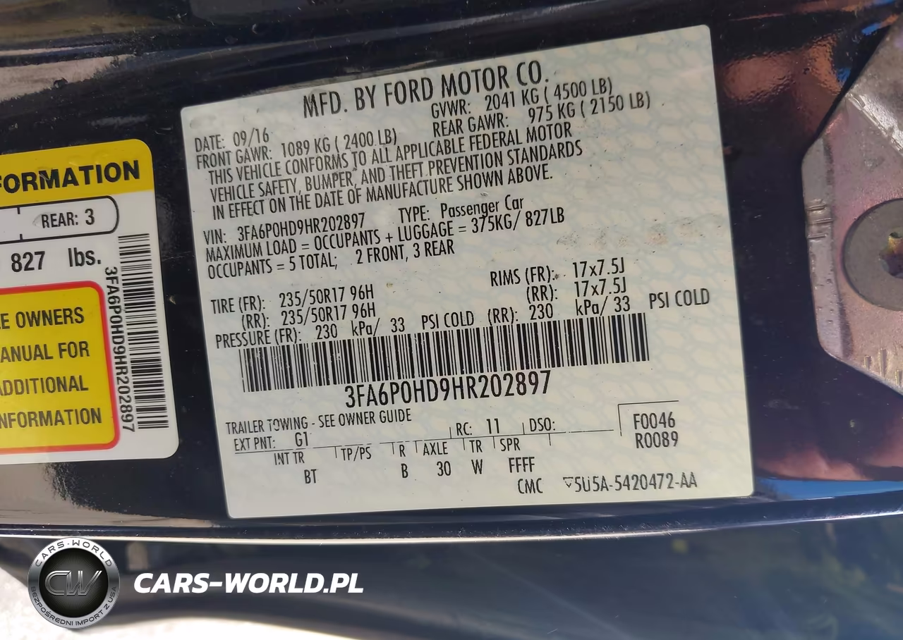 2017 Ford Fusion Se VIN:3FA6P0HD9HR202897 - 9