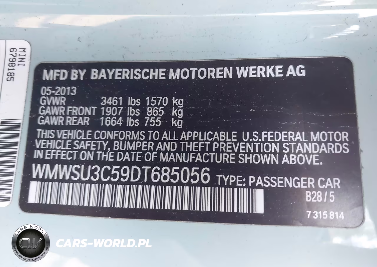2013 Mini Hardtop Cooper VIN:WMWSU3C59DT685056 - 9
