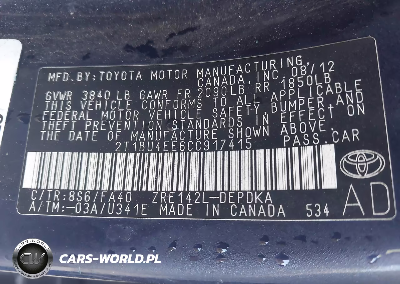 2012 Toyota Corolla L VIN:2T1BU4EE6CC917415 - 9