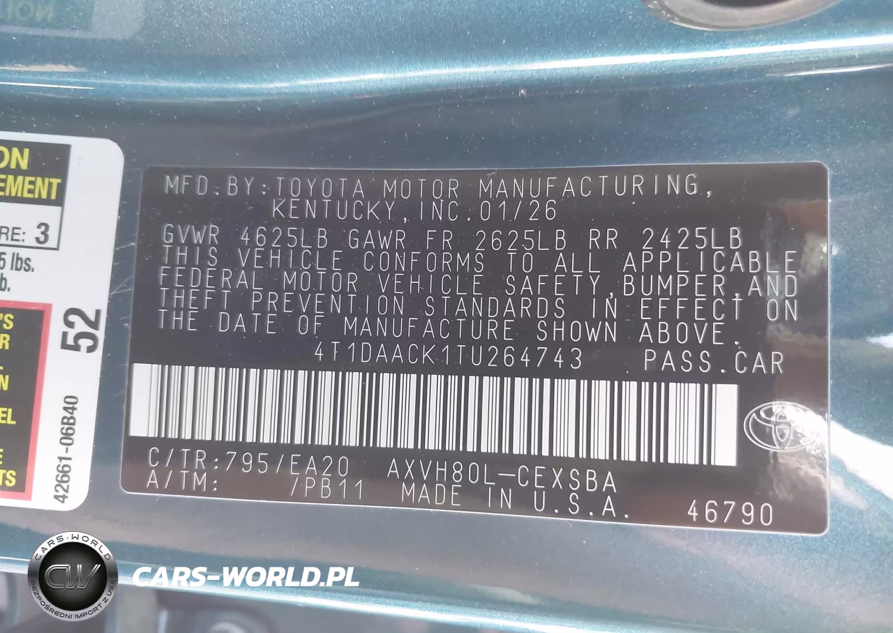 2026 Toyota Camry Se VIN:4T1DAACK1TU264743 - 9