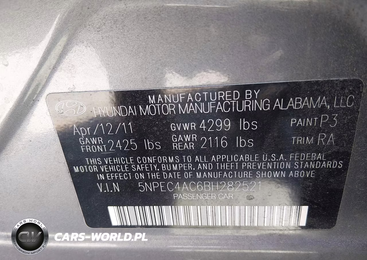2011 Hyundai Sonata Se VIN:5NPEC4AC6BH282521 - 9