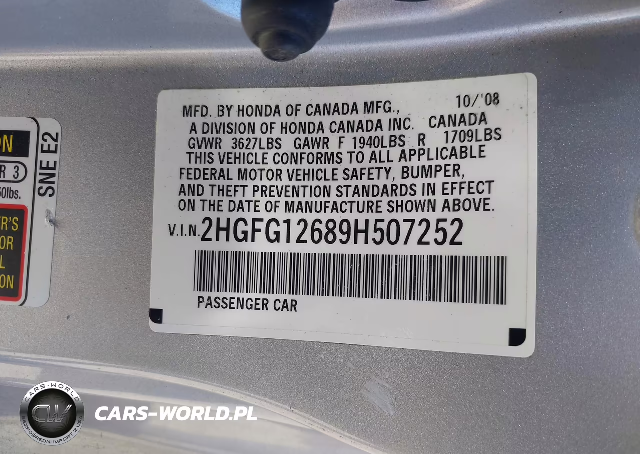 2009 Honda Civic Lx VIN:2HGFG12689H507252 - 9