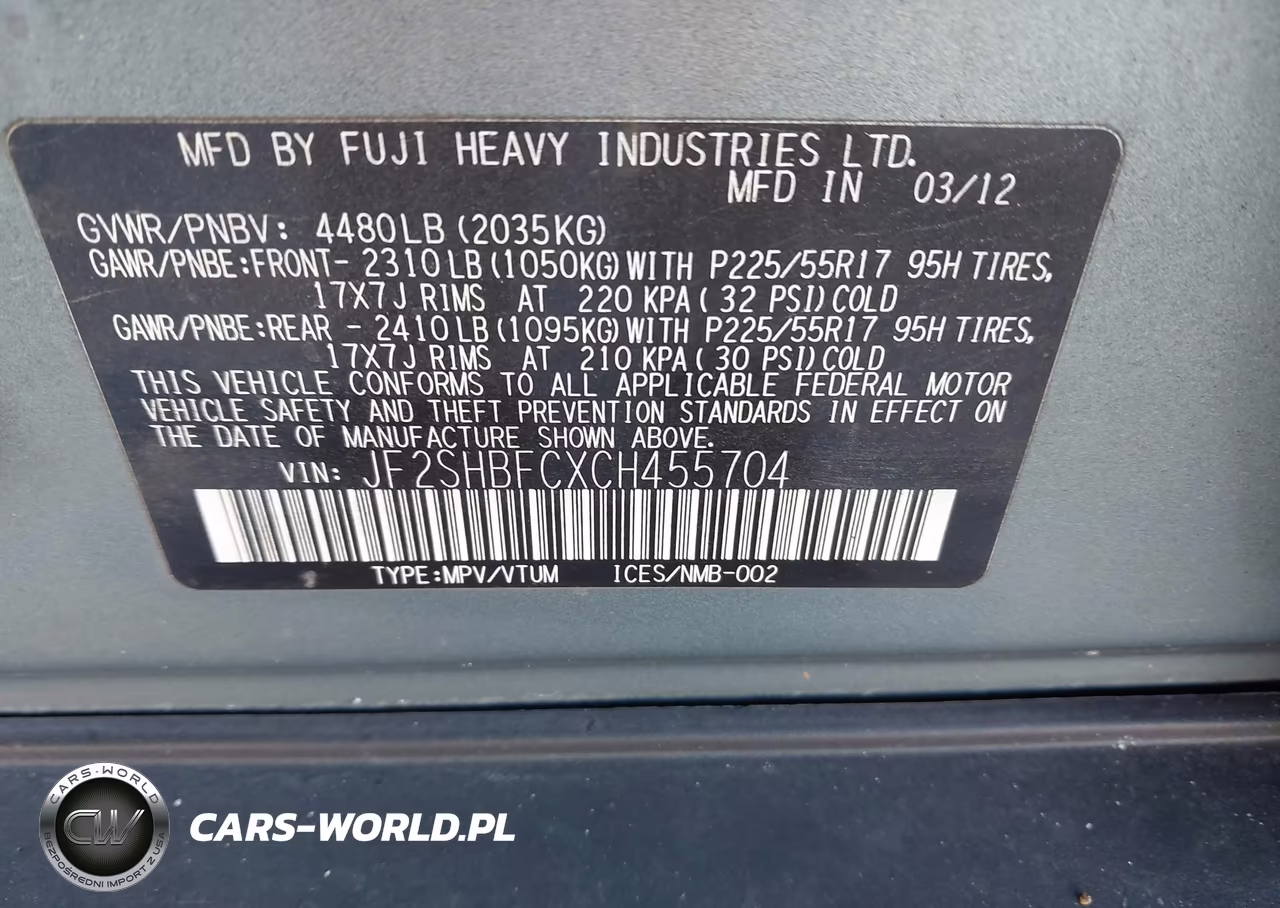 2012 Subaru Forester 2.5X Limited VIN:JF2SHBFCXCH455704 - 9