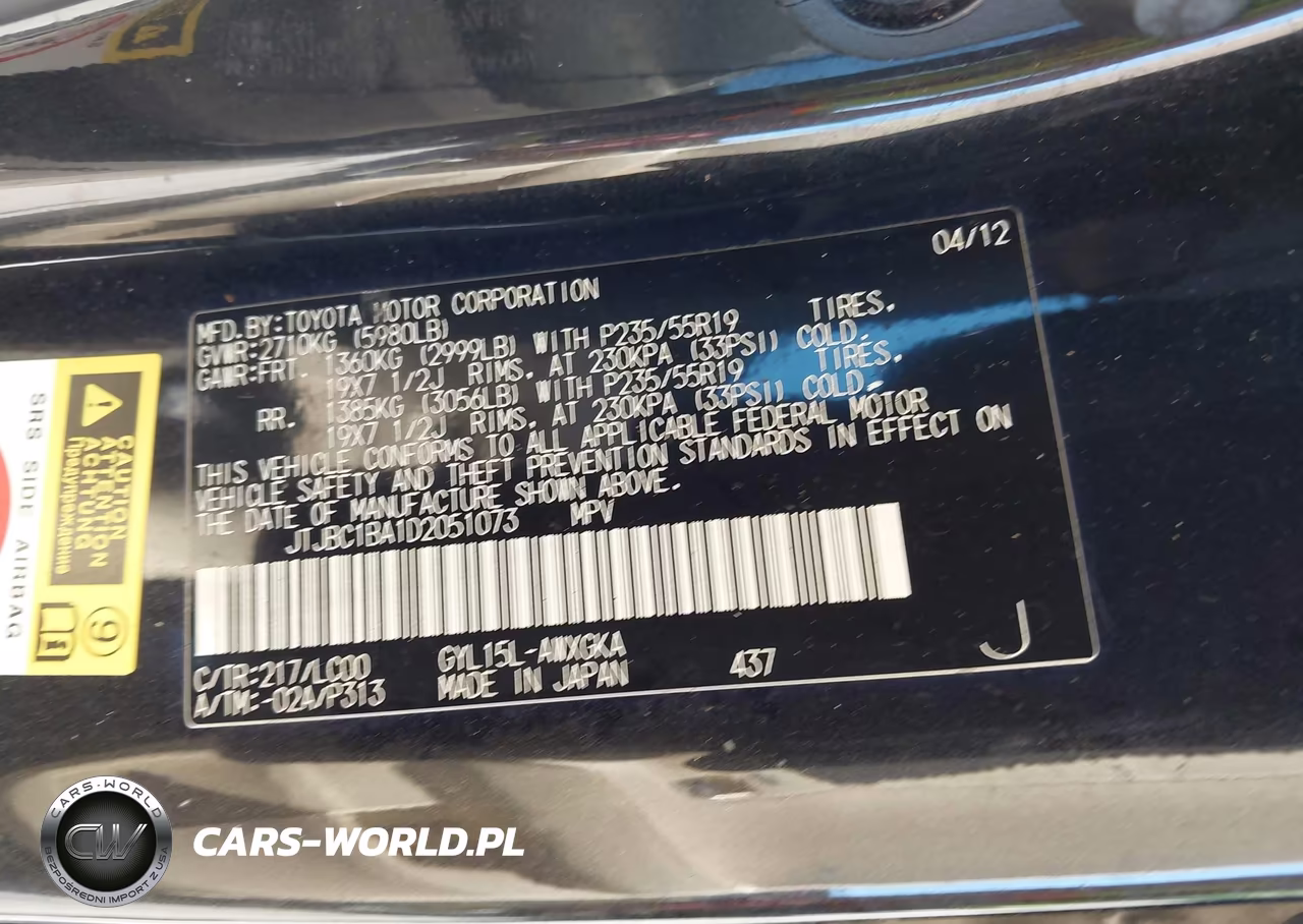2013 Lexus Rx 450H VIN:JTJBC1BA1D2051073 - 9